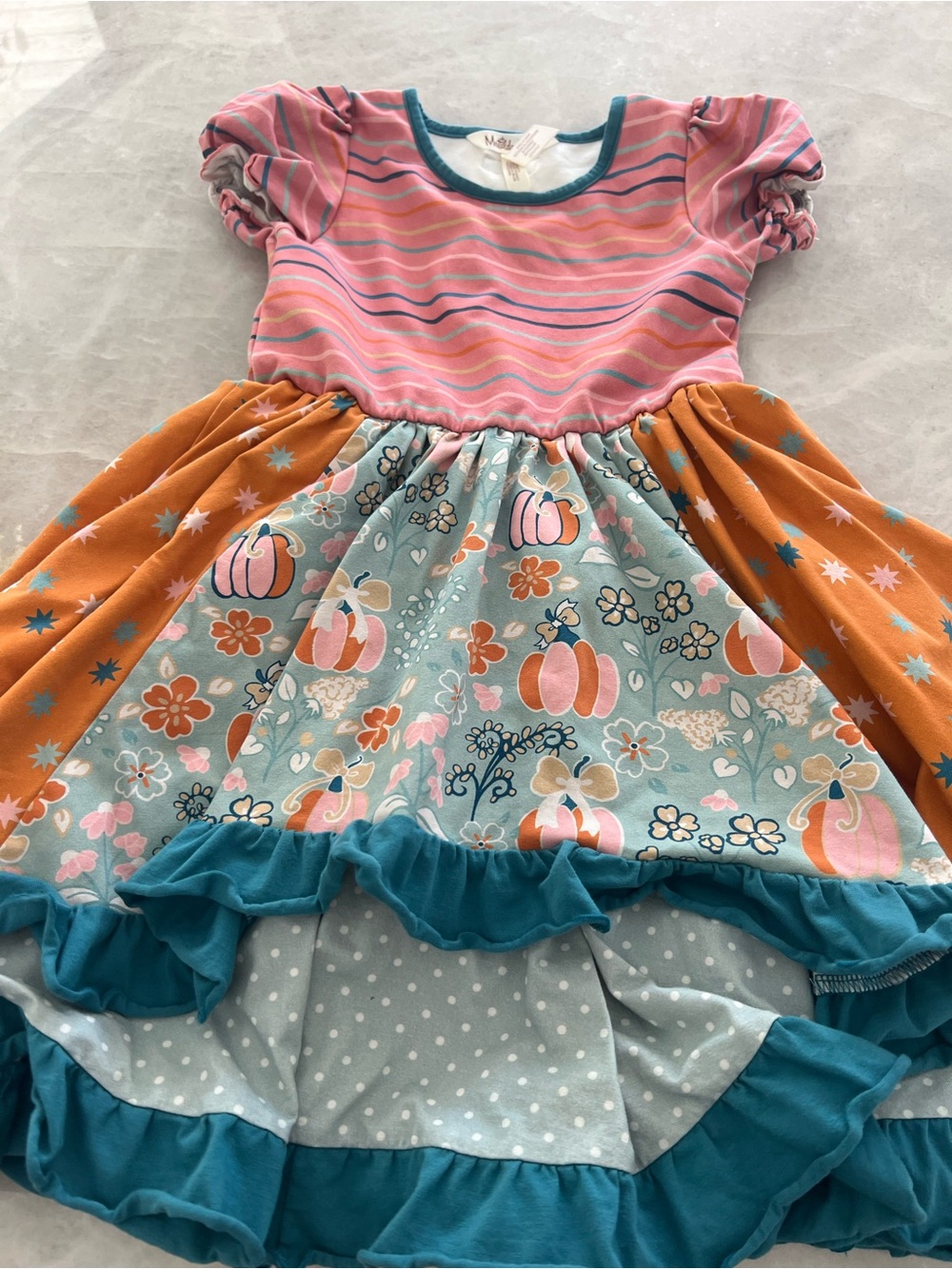 Matilda Jane short sleeve ruffle tier pumpkin dress, 6